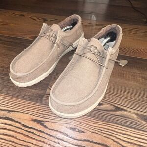 Hey Dude Wally L Chocolate Brown Canvas Slip On Loafers Men's 10 111091900